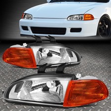 For 92-95 Honda Civic Chrome Housing Amber Corner Headlight Replacement Lamps For 92-95 Honda Civic Chrome Housing Amber Corner Headlight Replacement Lamps