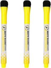 Jowxsx 3 Pcs Yellow Magnetic Whiteboard Pen Writing Drawing Erasable