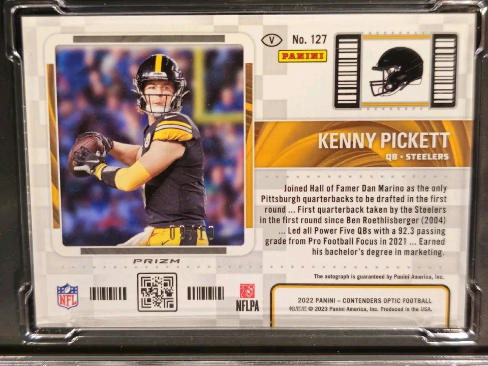 2022 Panini Contenders Optic Gold Variation Auto #127 Kenny Pickett RC 🔥 #09/10 - Image 4 of 4