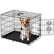 30" Dog Crate for Medium Dogs Folding Mental Wire Crates Dog Kennels Black