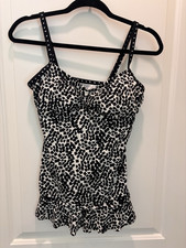 24th  Ocean Women  s Black/White Swim Tankini Padded Adjustable Straps SizeS