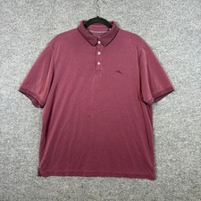 Tommy Bahama Shirt Mens Large Burgundy Polo IslandZone Emfielder Short Sleeve
