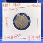 1867-1967 Canada 10 Cents Silver Coin KM# 67A