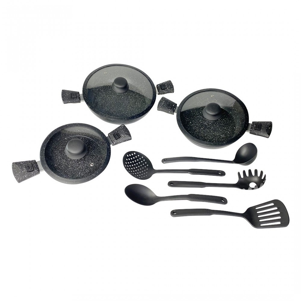 Set poêles amovibles DGBAVARIA 255028 noir 17 pièces avec louches cuisine induction