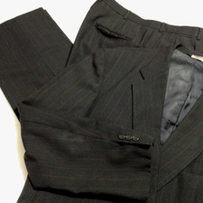 VTG 80s Botany 500 Pinstripe Suit Mens Athletic Fit Dark Navy 2pc Union Made USA