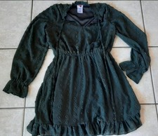 Wms Heart & Heels Dress Flirty Boho Hippie Ruffles Long Sleeve Lined M