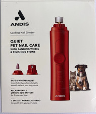 Andis Cordless Nail Grinder Quiet Pet Nail Care, Red, Rechargeable 2 Speeds NEW