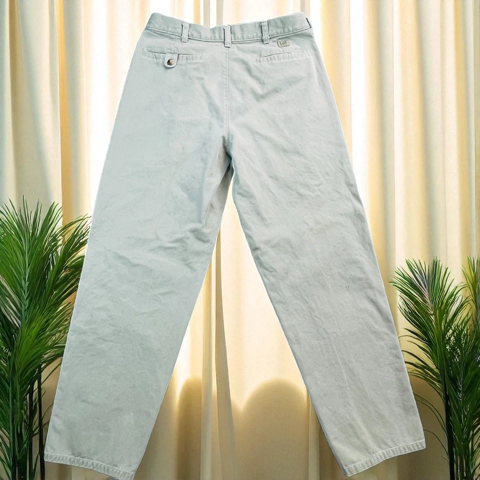 Pantalones Lee De Colección Para Hombre 33x29 Gris Plisado Informal Chino Espalda Plana Bolsillos con Botones Foto 3 de 4