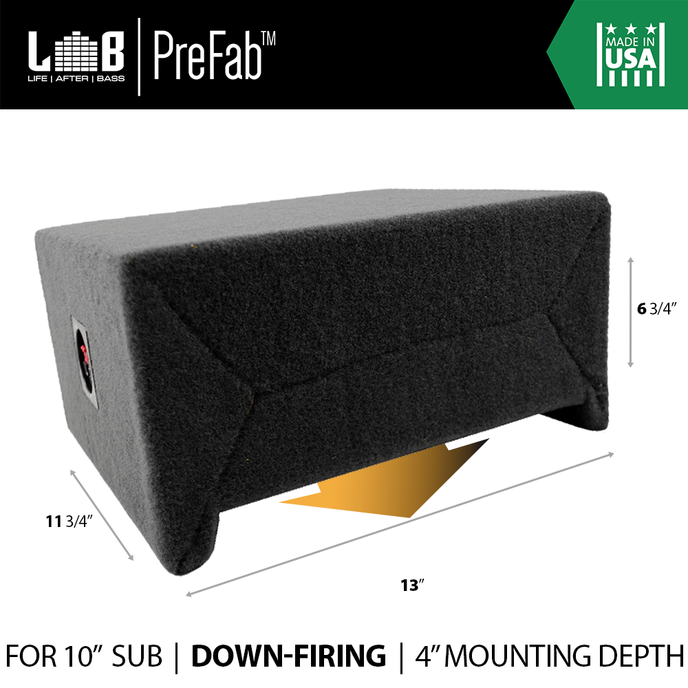 27 ft³ Shallow-Mount MDF Downfire Sub Enclosure Box for 10