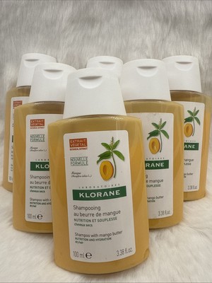 6 Pc - KLORANE Nourishing Shampoo with Mango Butter 100ml Each - Travel Size