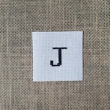 Finished Completed Cross Stitch Mini Monogram Initial Letter J Piece