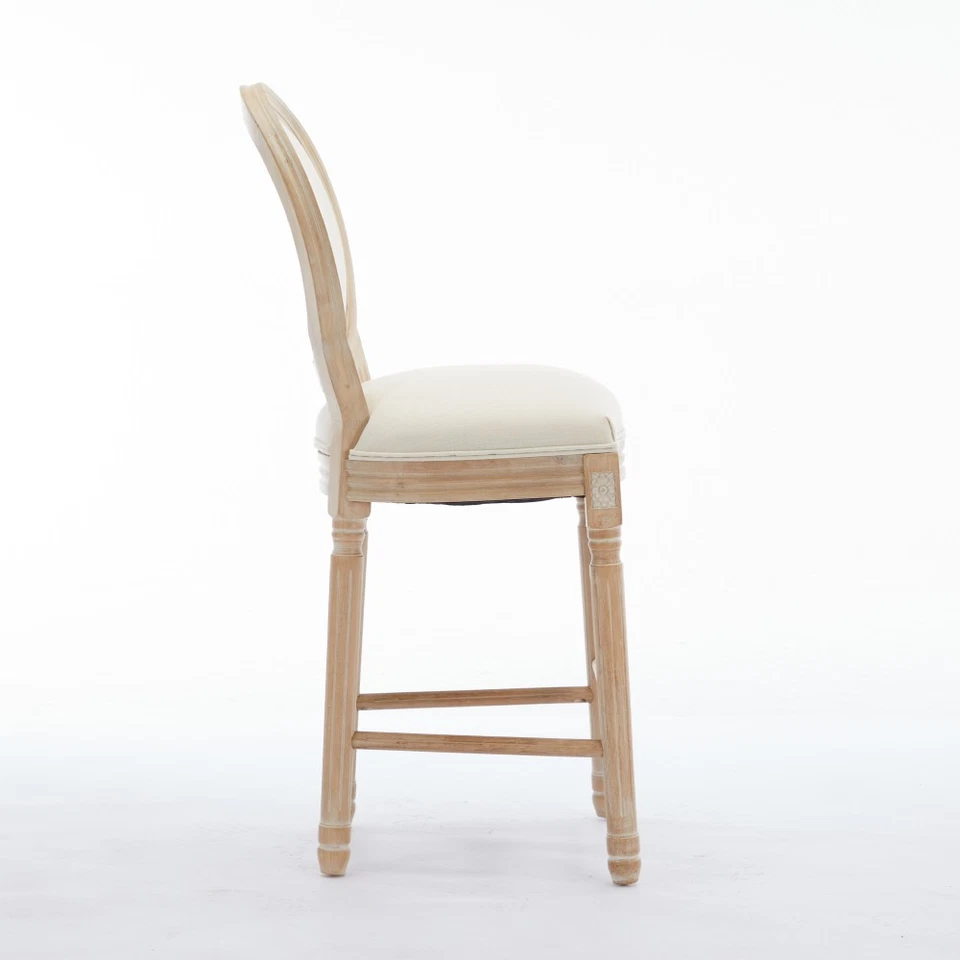 Solid Wood Bar Stools Set of 2, Classic French Country Wooden Barstools - Image 3 of 4