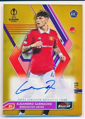 ALEJANDRO GARNACHO 2022-23 TOPPS FINEST UCL GOLD REFRACTOR AUTOGRAPH AUTO RC /50