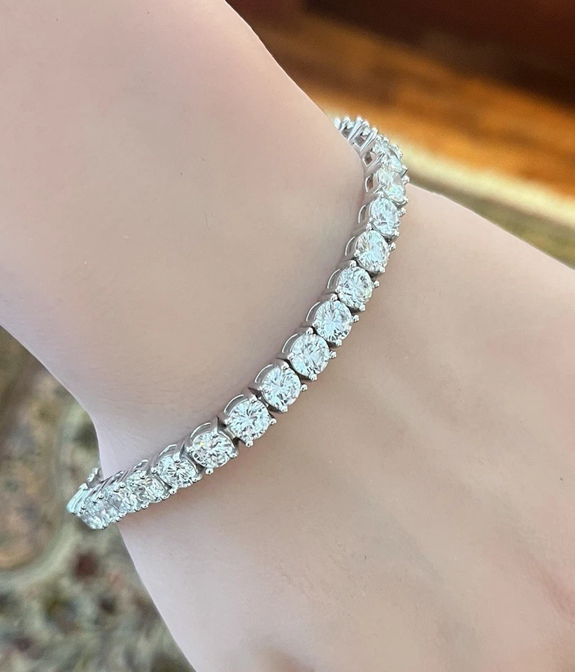 Brazalete de tenis de diamantes redondos de 15,88 quilates de 0,45 quilates cada uno en oro blanco de 18 k - HMC200AS