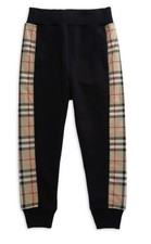 BURBERRY Kids Joggers 8Y Black Nova Check Side Panel Sweatpants 8 Youth