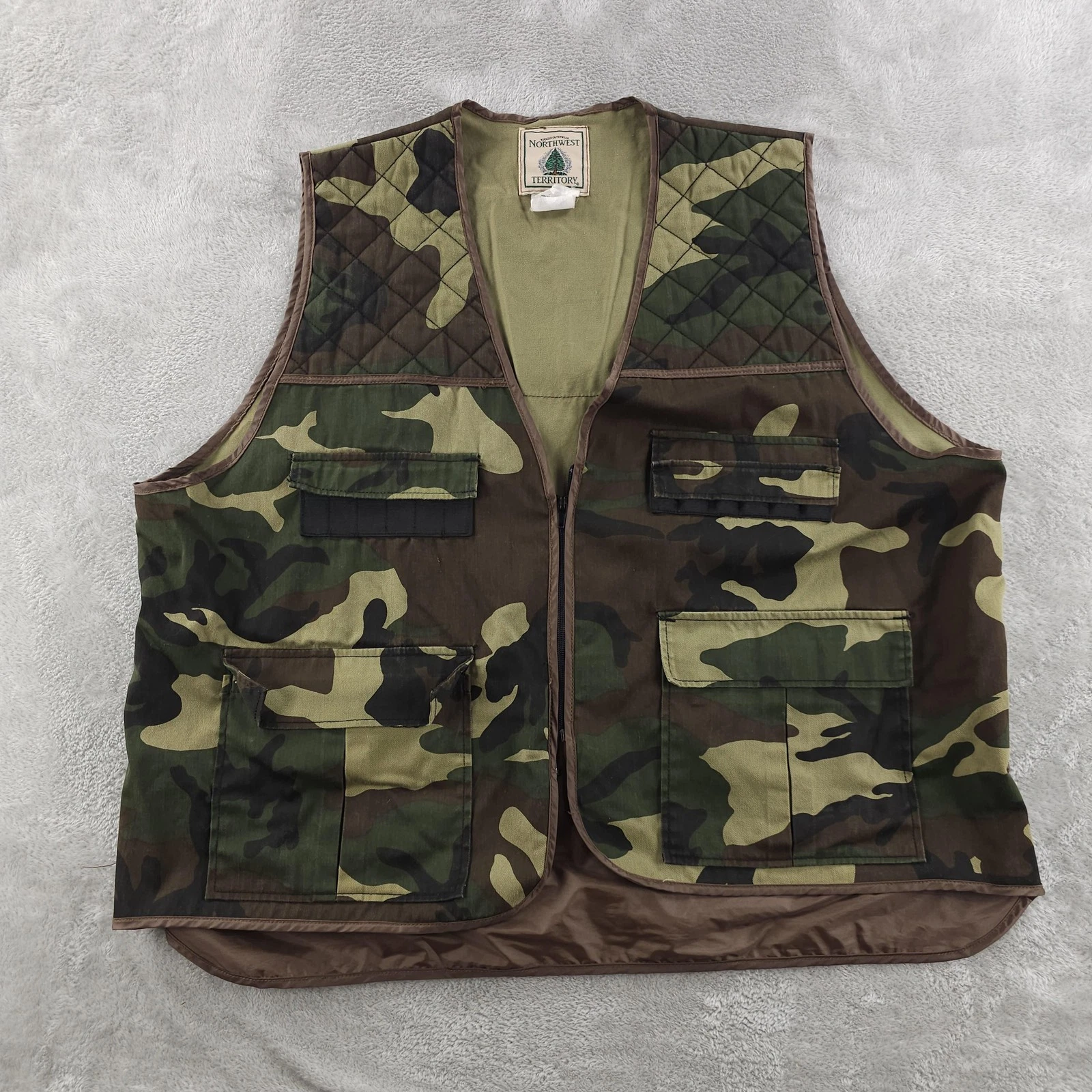 Northwest Territory Vest Mens 2XL Camo Hunting Utility Zip Quilted Pockets Gear