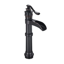 Oil Rubbed Bronze Vessel Sink Faucet Single Hole Waterfall Bathroom Tall Design