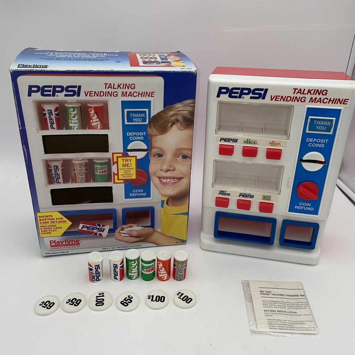 Playtime Pepsi talking vending machine No. 7321 Vintage 1991 Fully