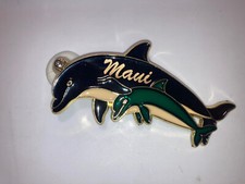 Vintage Maui, Hawaii Beautiful Stained Glass Dolphin  Calf Suncatcher Decor