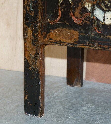 ANTIQUE CIRCA 1800 CHINESE HAND PAINTED WEDDING CABINET HOUSEKEEPERS CUPBOARD - Picture 6 of 12