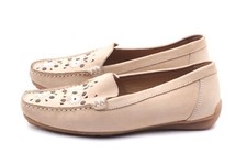 CAPRICE Damen Mokassins Slipper EUR 36,5 UK 3,5 Beige Echt Leder Halbschuhe