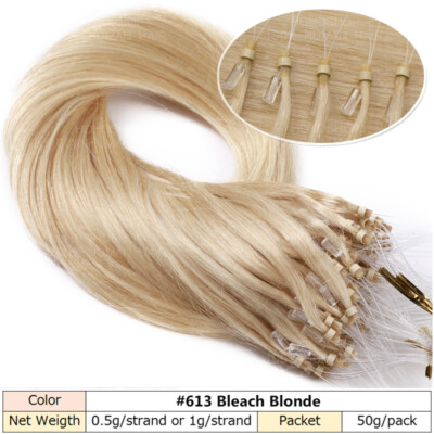 200 Strähnen Dick Microring Loop Remy Echthaar Extensions Haarverlängerung Glatt