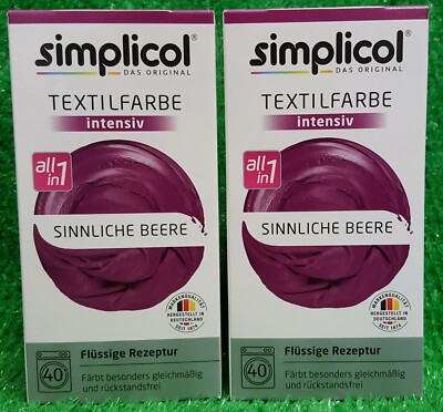 2x Simplicol TEXTILFARBE intensiv sinnliche Beere 1806 mit Fixierer flüssig 0 