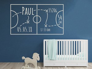Wandtattoo Name Geburtsdaten Kinderzimmer Fussball Geschenk Idee Aufkleber Bett Ebay