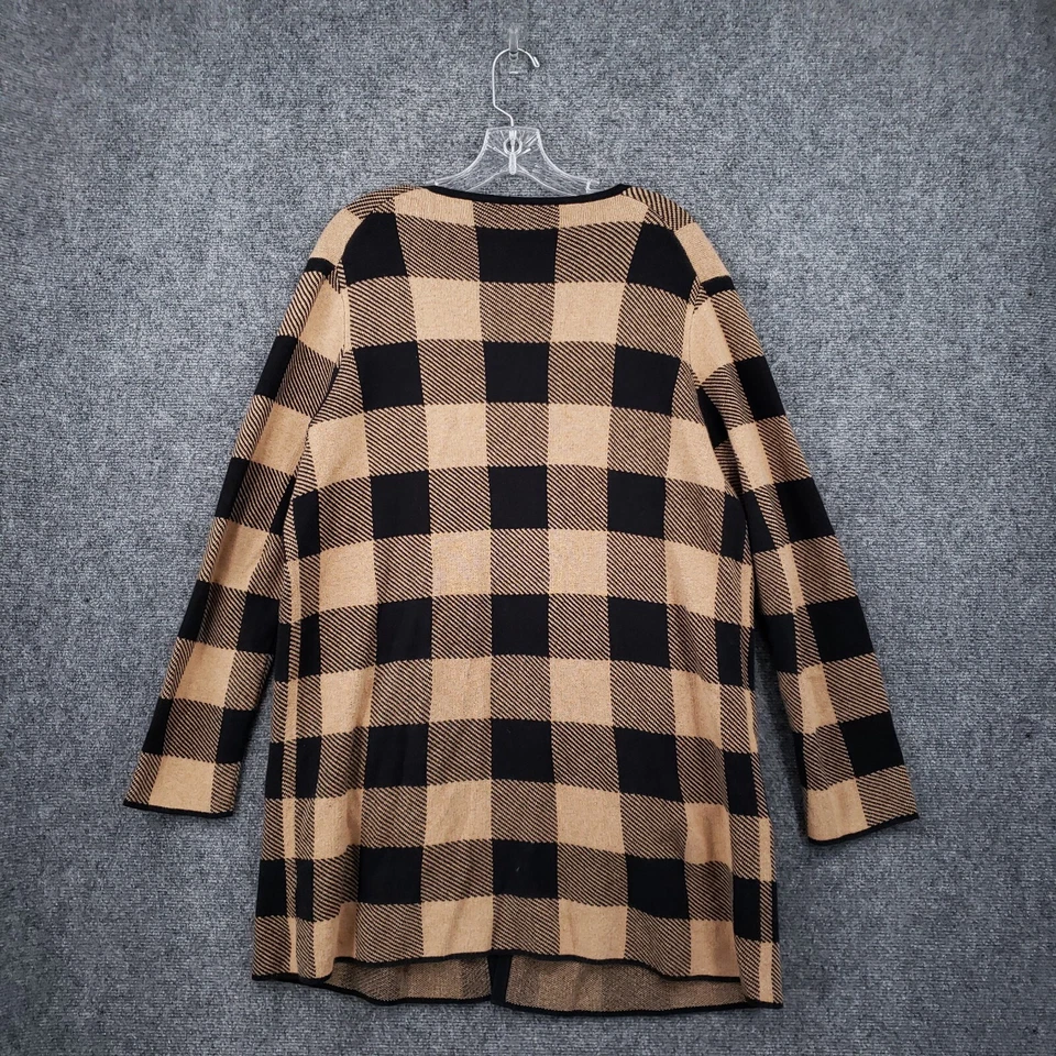 J Crew Cardigan 女式 M 中号棕色 Vanessa 毛衣夹克 Buffalo Check — 第 2/4 张图片