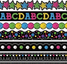 82Ft Black Brights Classroom Bulletin Board Border 72Pcs Colorful black