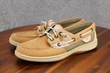 Sperry Top Sider Women's Rosefish Boat Shoes Linen Oat Brown Slip On Loafers 5.5