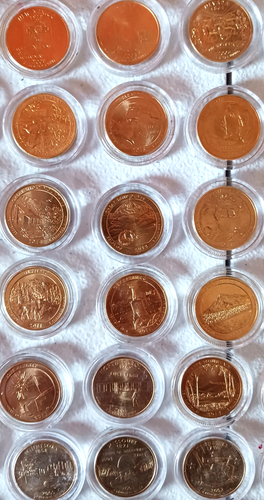 Gold Toned Quarters State Territories Individual Cases Uncirculated 116 Quarters - Picture 7 of 21