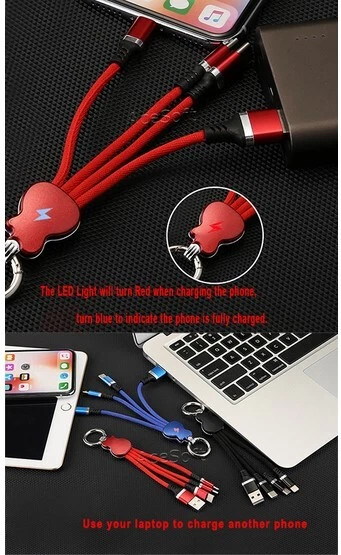 3 in 1 USB Cable Multi Charger Type C Micro 8-Pin Data Sync Fast Charging Phones - Image 2 of 3