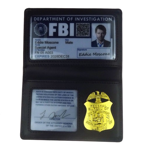 Leather Wallet Driving License ID Card Holder Wallet Case FBI Metal ...