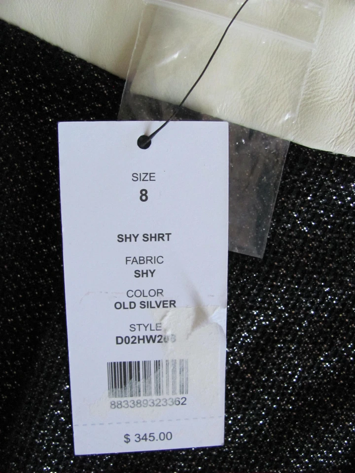 Helmut Lang New York Shorts-Shy Fabric in Old Silver- Leather-Size 8 - NWT $345 - Image 3 of 4