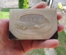 19th. French St. Silver Mother of Pearl duck hunting scene notebook or Card case