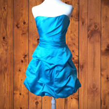 DAVID'S BRIDAL WOMEN'S SIZE 2 BLUE STRAPLESS  Y2K RUCHED FORMAL DRESS