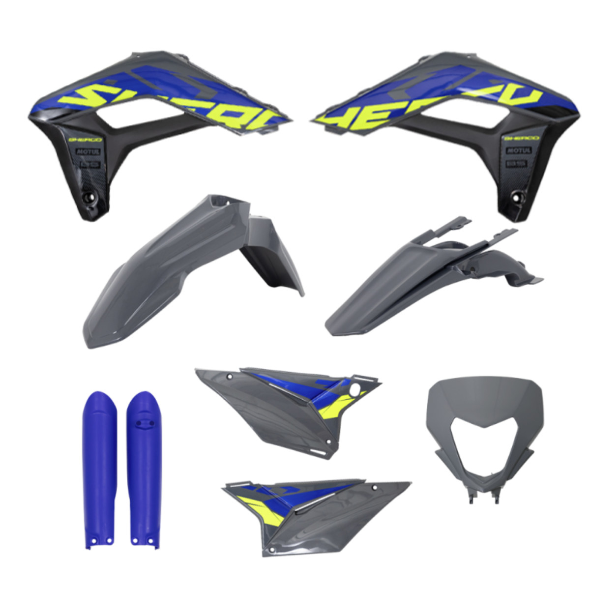 Plastiques Sherco d'origine avec kit déco pour rénovation moto Factory 2023 2024