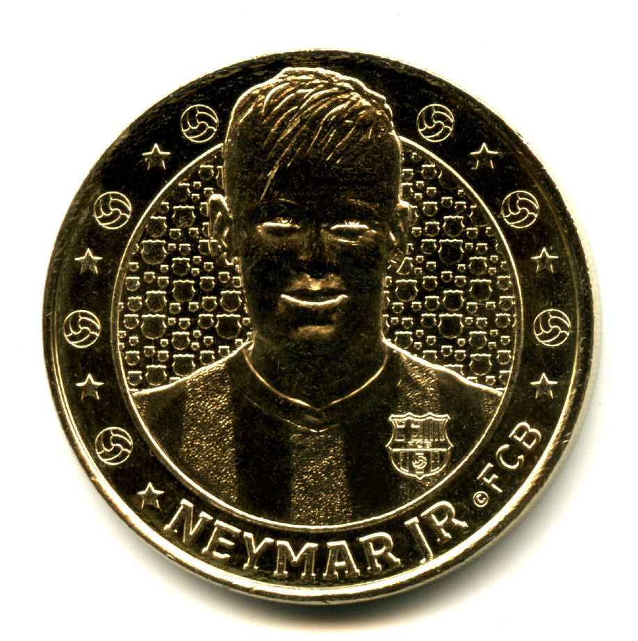 ESPAGNE FC Barcelone Neymar Jr 2 Maillot raye Monnaie de Par