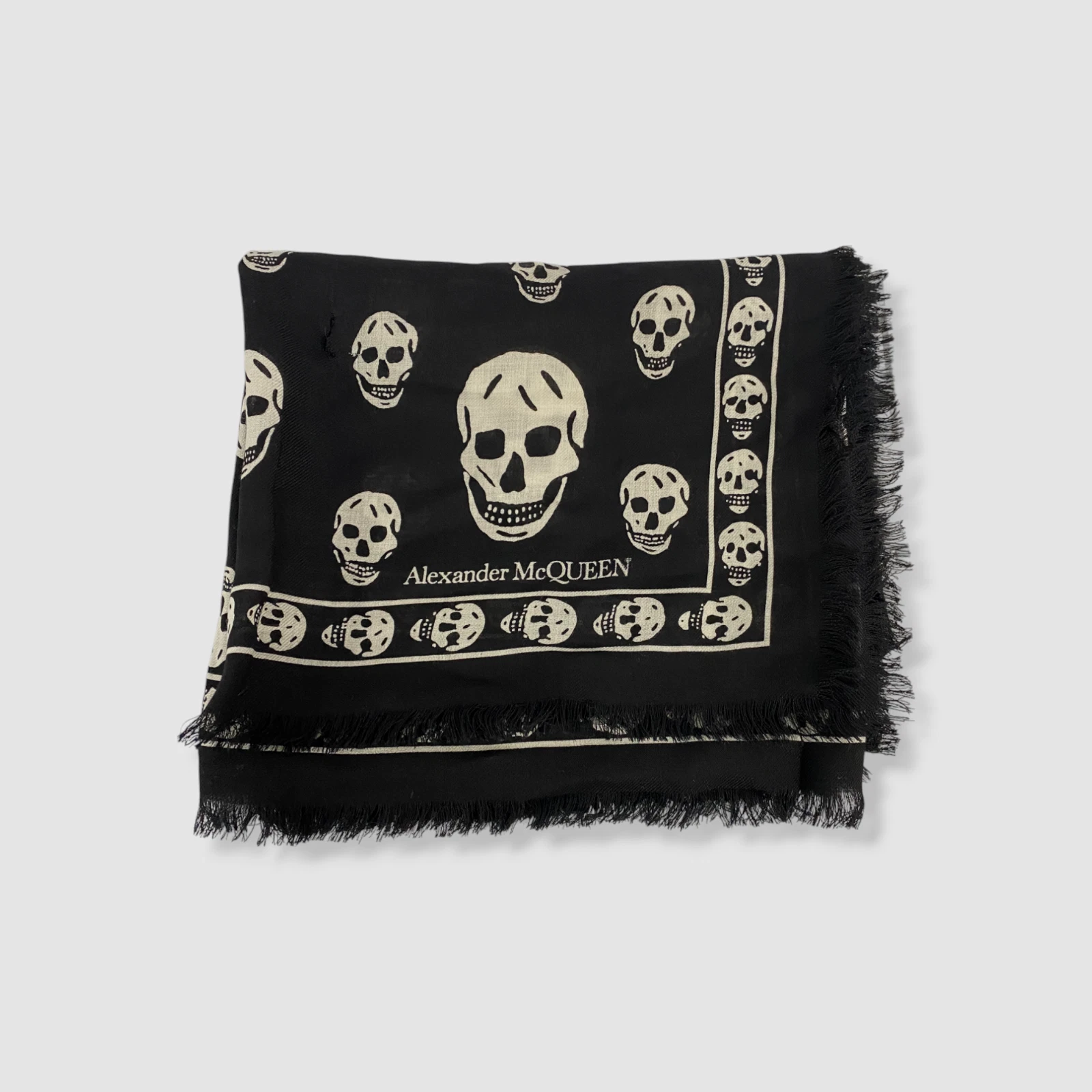 Alexander McQueen Women's Black Skull Silk Chiffon Scarf