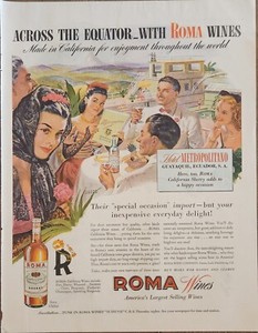 1944 Roma Wines Vintage Ad 14 x 10 Across the equatior