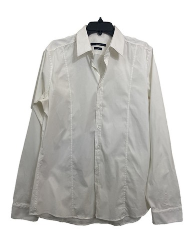 Calibrate Non-Iron Slim Fit Check Button Up Dress Shirt Mens 16 32/33 Blue  White | eBay