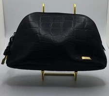 A Rare Vintage Black Leather Velez Columbian Leather Company Cosmetic Makeup Bag