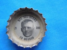COCA COLA COKE NFL ALL STAR BOTTLE CAP "ED MEADOR #21  DHB  RAMS EARLY 1960'S