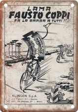 Poster Ciclismo Lama Fausto Coppi Vintage Riproduzione Insegna Metallo B721