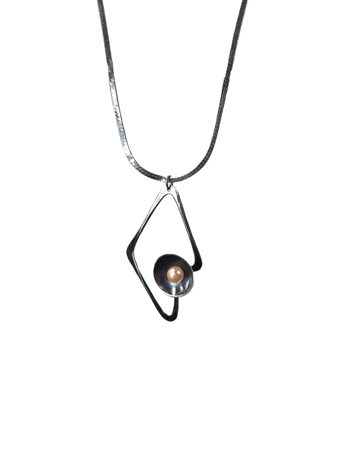 Rare Vintage Taxco 925 Sterling Silver Pearl Necklace Pendant Delfino Mexico