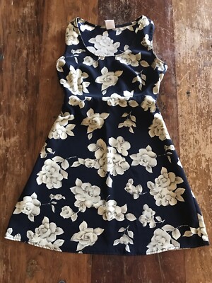 navy blue dress for baby girl Vintage 90s Babydoll Dress Yellow Sunflower Floral Plaid Short Doll Sleeves  LARGE L main image 0