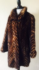 Mink Fur Coat Sz Xl Plus Size Brown Knees Jacket Natural Trapeze Long Sleeve Usa