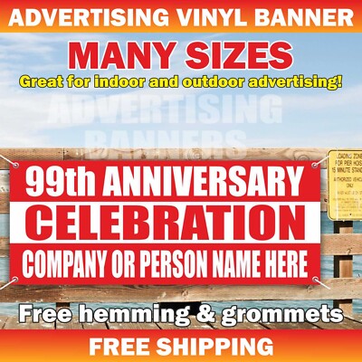 ANNIVERSARY CELEBRATION COMPANY PERSON NAME Advertising Banner Vinyl Mesh Sign