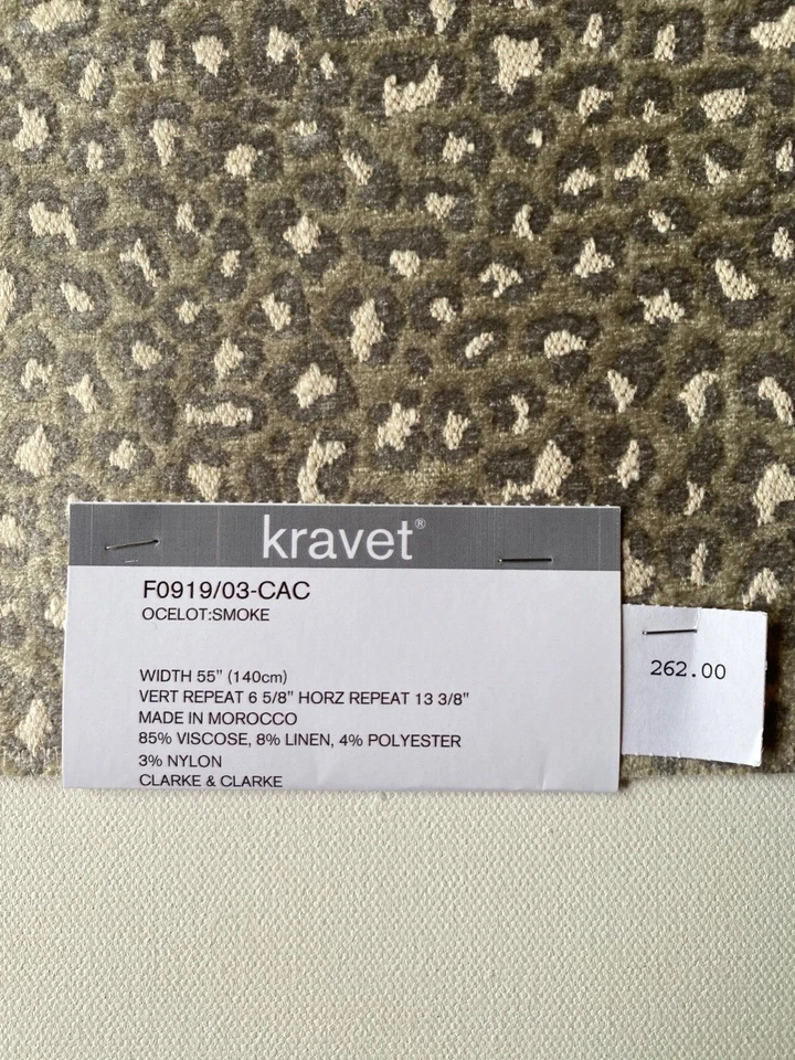 Remanente de tela Kravet Clarke & Clarke Ocelote Humo 24" Foto 4 de 4